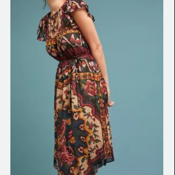 ✨HP✨ Anthro | Mosaic Vintage Floral Midi Dress - Picture 3 of 12